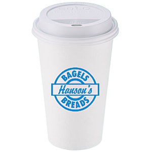 Paper Hot/Cold Cup with Traveler Lid - 16 oz. - Low Qty Main Image