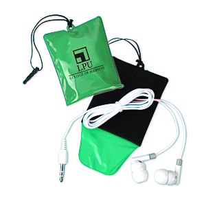 Cell Phone Cleaning Pouch with Ear Buds Main Image