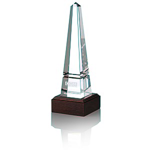 Pinnacle Obelisk Crystal Award - Mahogany Base Main Image