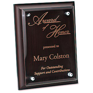 Walnut Finished Plaque with Jade Glass Plate - 8" Main Image