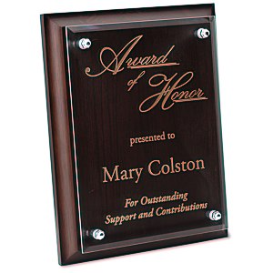 Walnut Finished Plaque with Jade Glass Plate - 9" Main Image