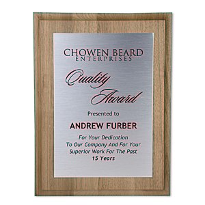 Walnut Finished Wood Plaque with Aluminum Plate - 12" Main Image