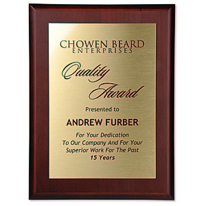 Cherry Finished Wood Plaque with Aluminum Plate - 12" Main Image
