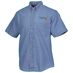 Cotton Short Sleeve Denim Shirt - Men's Main Image