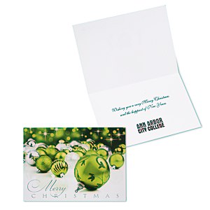 Green & Silver Christmas Greeting Card Main Image