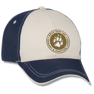 Two-Tone Polyester Cap with Contrast Stitch - Embroidered Main Image