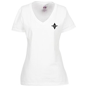 Fruit of the Loom HD V-Neck T-Shirt Ladies' - Screen - White Main Image