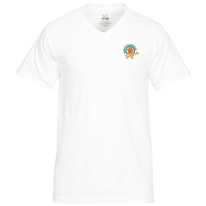 Fruit of the Loom HD V-Neck T-Shirt - Men's - Embroidered - White Main Image