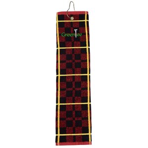 Plaid Trifold Golf Towel with Grommet - Closeout Main Image