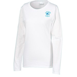Gildan 5.3 oz. Cotton LS T-Shirt - Ladies' - Screen - White Main Image
