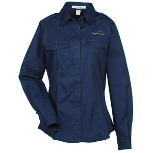 Two-Pocket Stain-Resistant Roll Sleeve Shirt - Ladies' Main Image