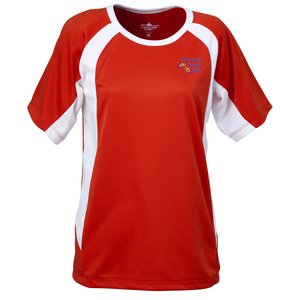 Anti-Microbial Color Block Wicking Tee-Ladies'-Emb-Closeout Main Image