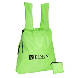 Compact Drawstring Tote with Side Zip Pocket Main Image