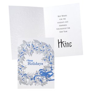Blue Ribbon Wreath Greeting Card Main Image