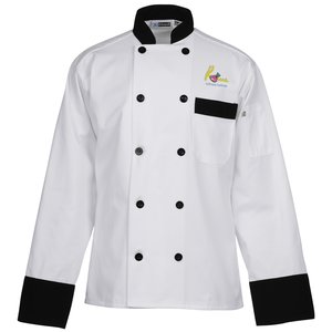 Ten Black Button Chef Coat with Black Trim Main Image