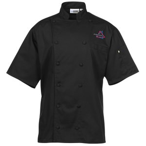 Twelve Cloth Button Short Sleeve Chef Coat with Mesh Back Main Image