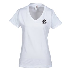 Anvil Ringspun 4.5 oz. V-Neck T-Shirt - Ladies' - White Main Image