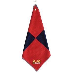 Two-Tone Flag Golf Towel w/Grommet - Closeout Main Image