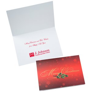 Merry Christmas Holly Greeting Card Main Image