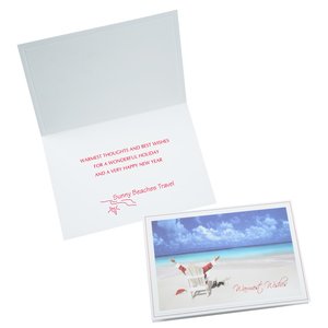 Santa Relaxing at Beach Greeting Card Main Image