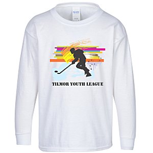 Gildan 6 oz. Ultra Cotton LS T-Shirt - Youth - Full Color - White Main Image