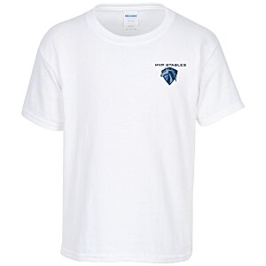 Gildan 5.3 oz. Cotton T-Shirt - Youth - Embroidered - White Main Image