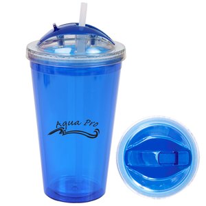 Double Wall Acrylic Tumbler w/Dome Lid - 16 oz. - Closeout Main Image