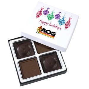 Molded Chocolate Squares - 4 Pieces - Happy Holidays Main Image