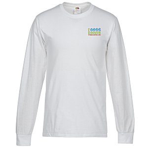 Fruit of the Loom Long Sleeve 100% Cotton T-Shirt - White - Embroidered Main Image
