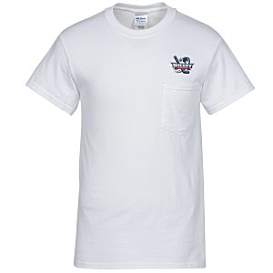 Gildan 6 oz. Ultra Cotton Pocket T-Shirt - White - Embroidered Main Image