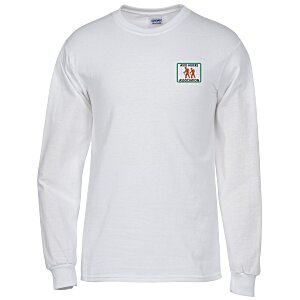 Gildan 6 oz. Ultra Cotton LS T-Shirt - Men's - White - Embroidered Main Image
