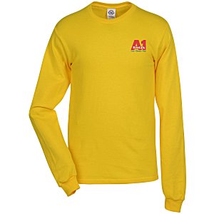 Adult 5.2 oz. Cotton Long Sleeve T-Shirt - Embroidered Main Image