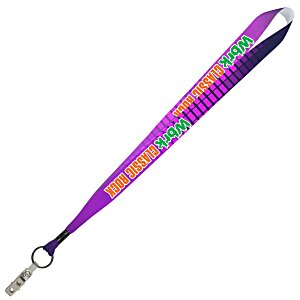Full Color Ribbon Lanyard - 7/8" - 32" - Snap with Metal Bulldog Clip Main Image