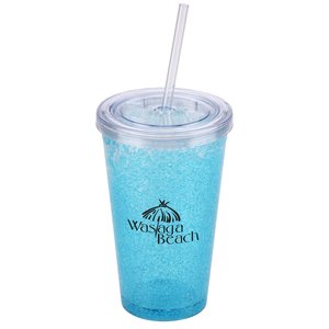 Crackled Frosty Tumbler with Straw - 16 oz. -  Closeout Main Image