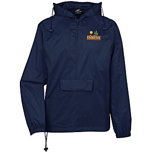 Hooded 1/4-Zip Pack Away Jacket - Embroidered Main Image
