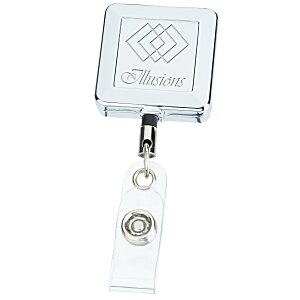 Metal Retractable Badge Holder - Slip Clip - Square - Laser Engraved Main Image