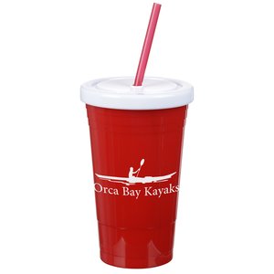 Reusable Party Tumbler with Straw - 20oz.- Closeout Main Image
