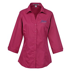 Modern Fit Y-Placket 3/4 Sleeve Blouse Main Image