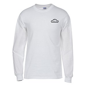 Gildan 6 oz. Ultra Cotton Long Sleeve T-Shirt - Men's - White - Screen - 24 hr Main Image