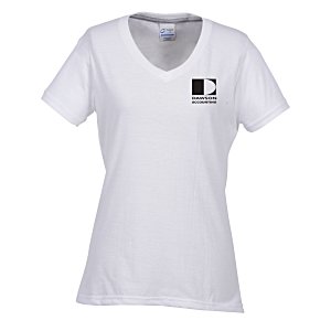 Principle Performance Blend Ladies' V-Neck T-Shirt - White Main Image