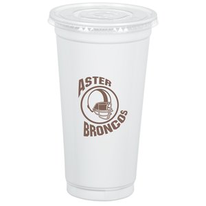 Economy White Plastic Cup with Straw Slotted Lid - 24 oz. Main Image