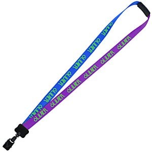 Two-Tone Smooth Nylon Lanyard - 7/8" - 34" - Large Metal Bulldog Clip Main Image