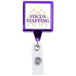 Colored Chrome Retractable Badge Holder - Square Main Image