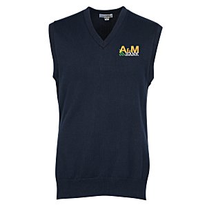 Fine Gauge Cotton Blend V-Neck Sweater Vest Main Image
