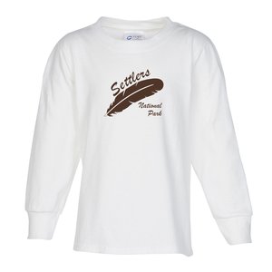 Soft Spun Cotton LS T-Shirt - Youth- White Main Image