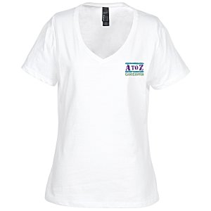 Hanes Perfect-T V-Neck T-Shirt - Ladies' - White - Embroidered Main Image