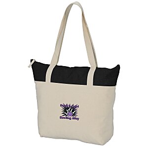 Jute and Cotton Zippered Tote - Embroidered Main Image