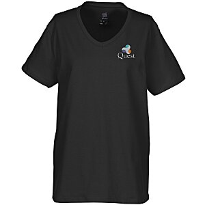 Hanes Essential-T V-Neck T-Shirt - Ladies' - Embroidered - Colors Main Image