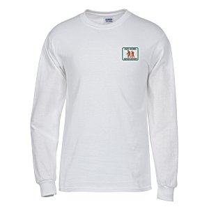 Gildan 6 oz. Ultra Cotton LS T-Shirt - Men's - White - Embroidered - 24 hr Main Image
