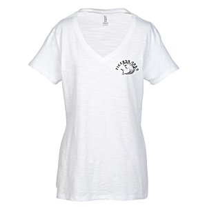 Superb Slub V-Neck T-Shirt - Ladies' - White Main Image